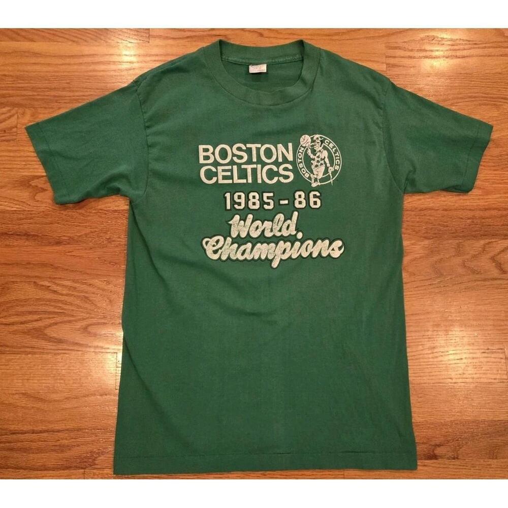 Boston Celtics 1986 World Champions Shirt L 42-44 Green 80S